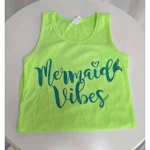 KID TEES "Mermaid Vibes" Neon Green Tank